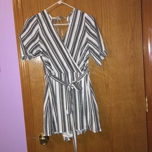 Black and white stripe romper